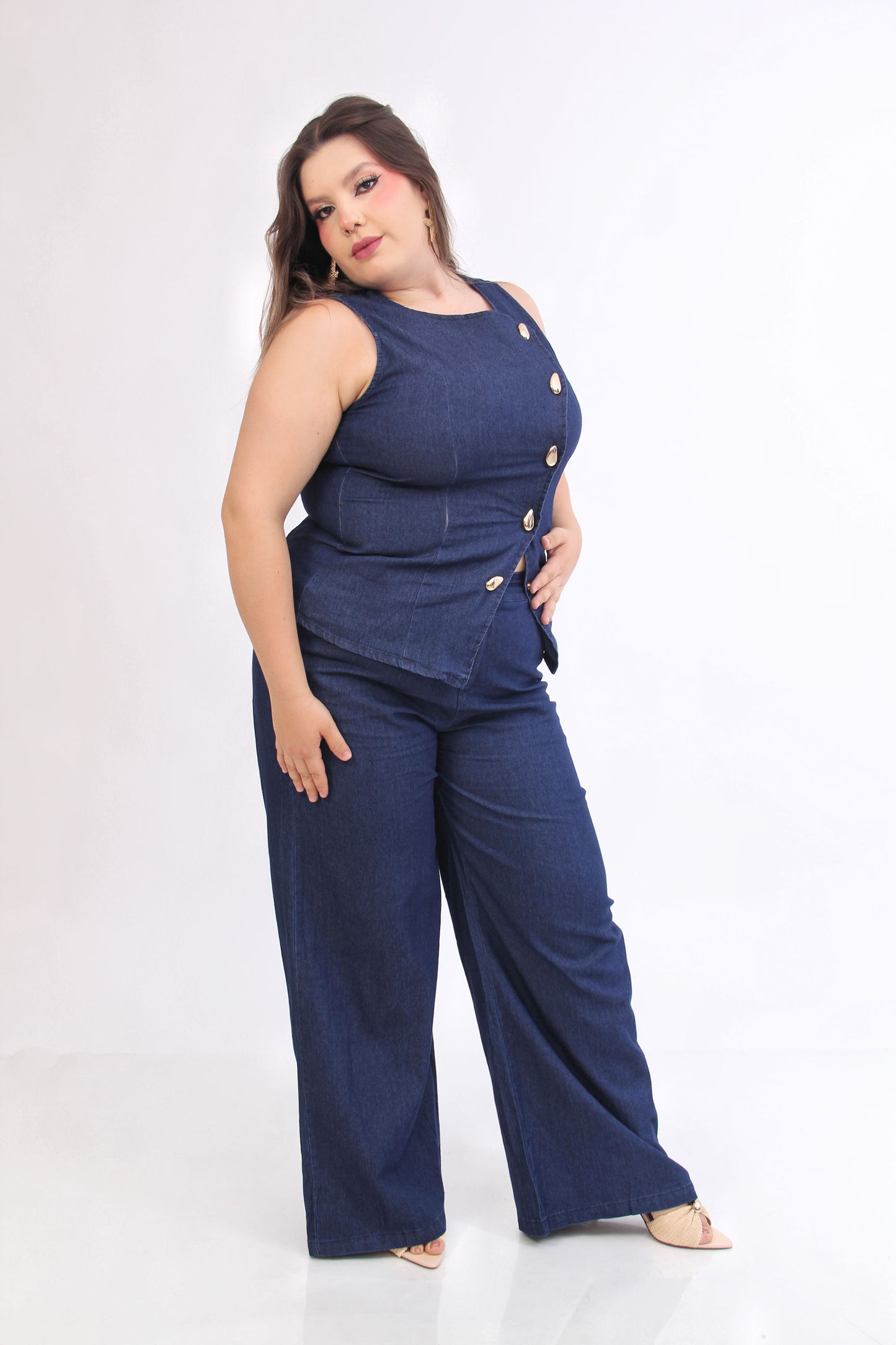 PANTALÓN DE MEZCLILLA BOTON Y RESORTE