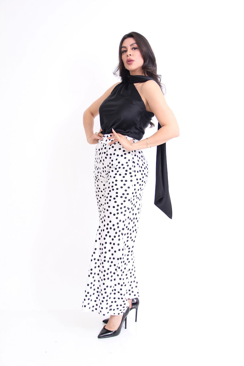 BLUSA SATIN UN HOMBRO BUFANDA ESTAMPADA