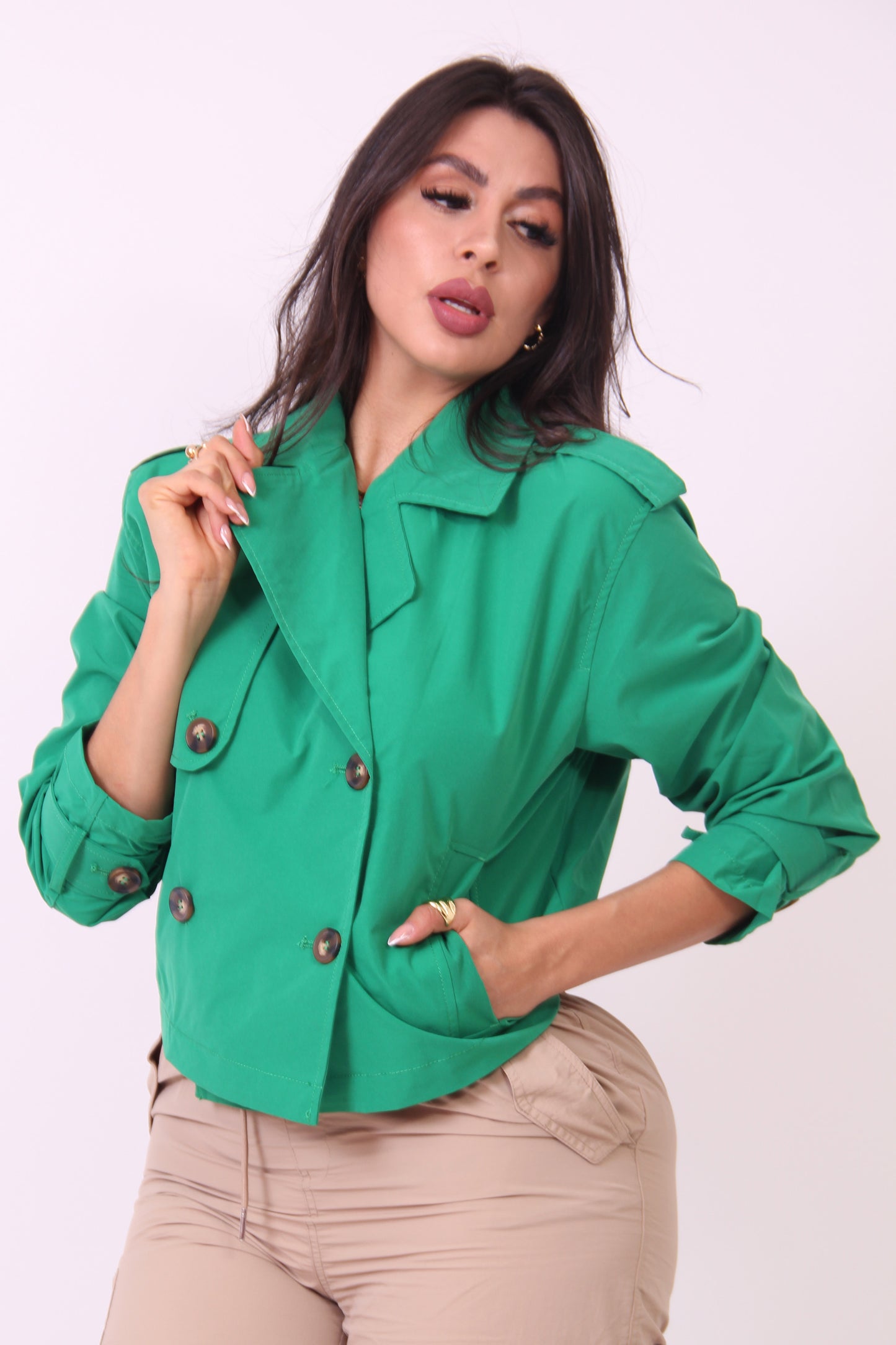 GABARDINA CORTA VERDE