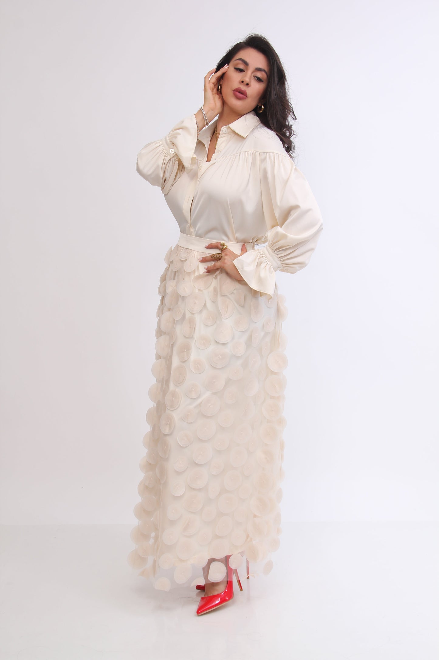 BLUSA SATIN MANGA OLAN
