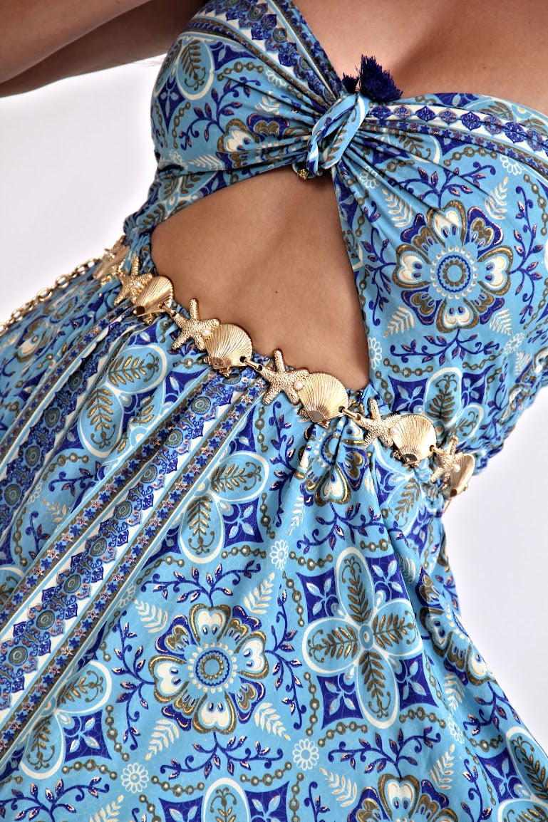VESTIDO LARGO STRAPLE TIRA ENFRENTE RESORTE ESPALDA