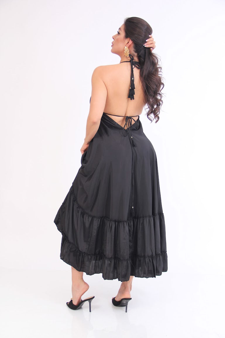 VESTIDO MAGIC ESCOTE ESPALDA COLOR SOLIDO
