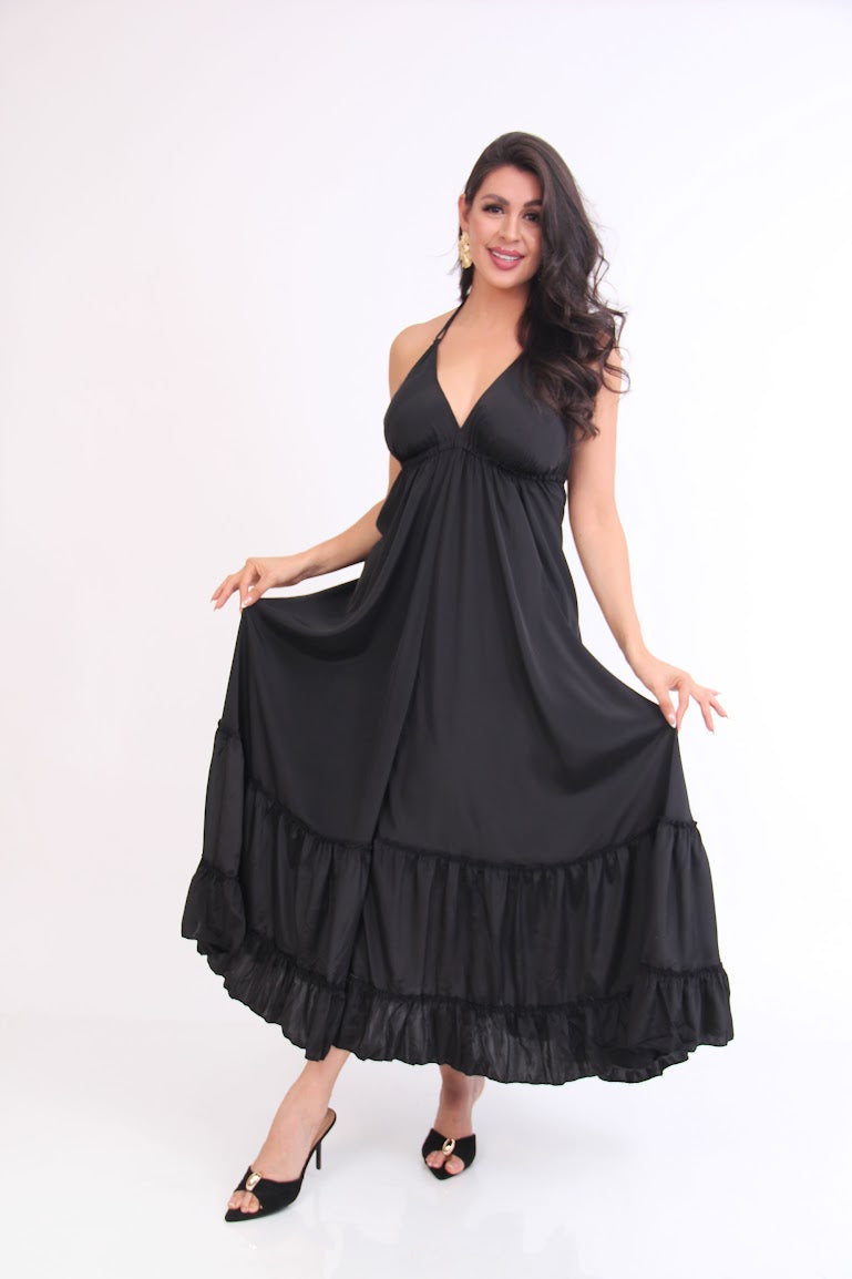 VESTIDO MAGIC ESCOTE ESPALDA COLOR SOLIDO