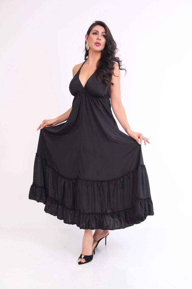 VESTIDO MAGIC ESCOTE ESPALDA COLOR SOLIDO