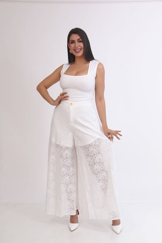 PANTALON RECTO DE ENCAJE