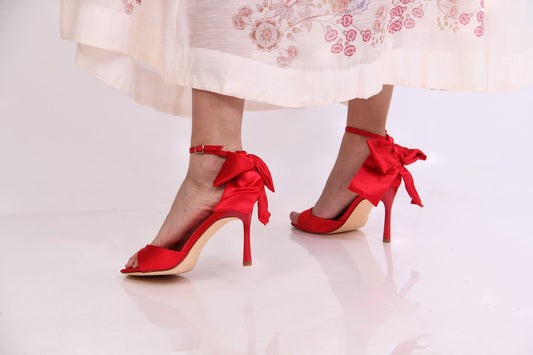 ZAPATILLA ABIERTA ELEGANTE MOÑO TOBILLO