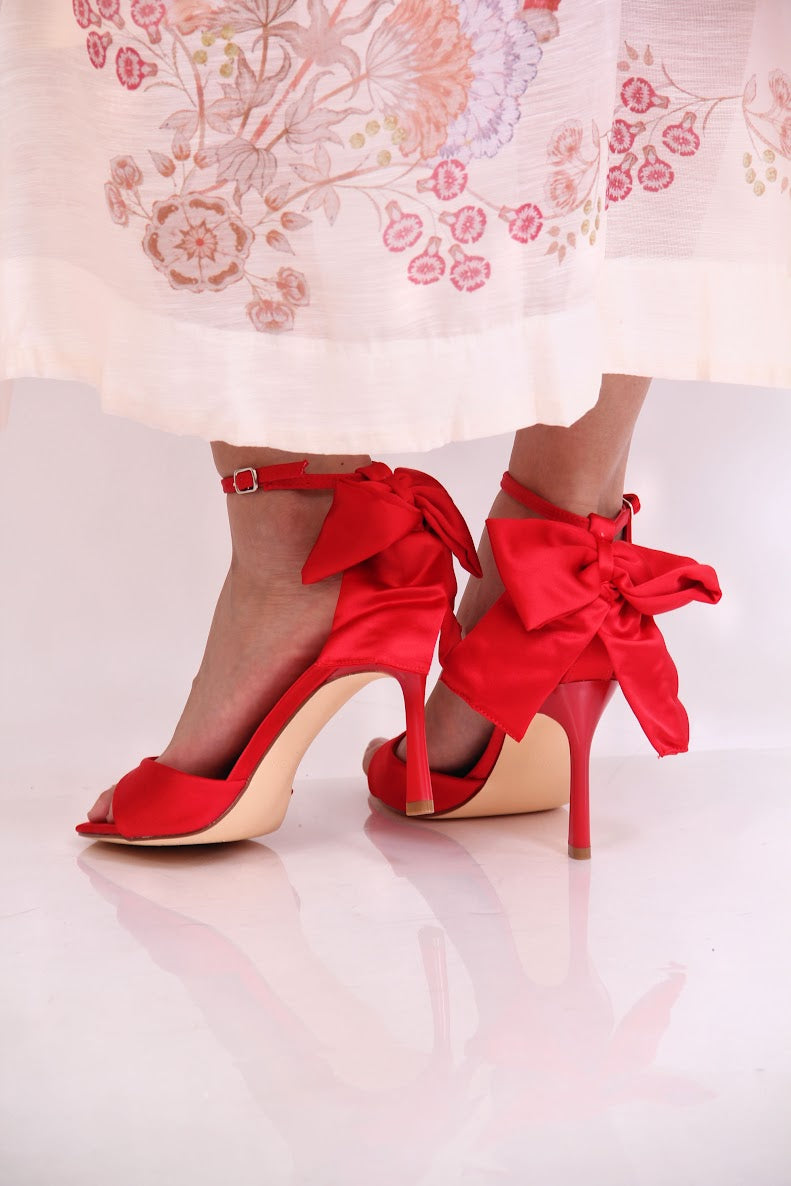ZAPATILLA ABIERTA ELEGANTE MOÑO TOBILLO