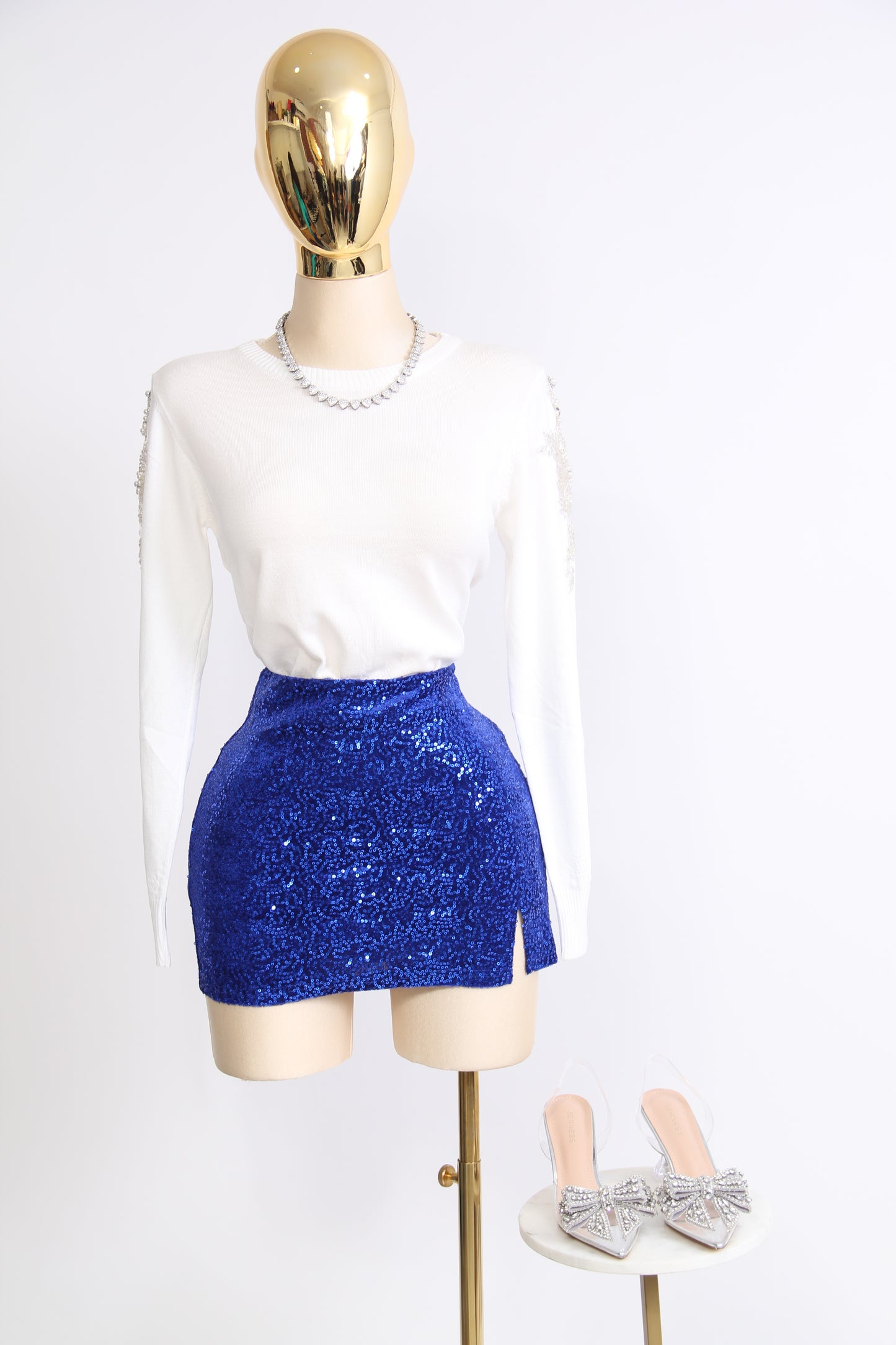 MINI FALDA LENTEJUELA AZUL