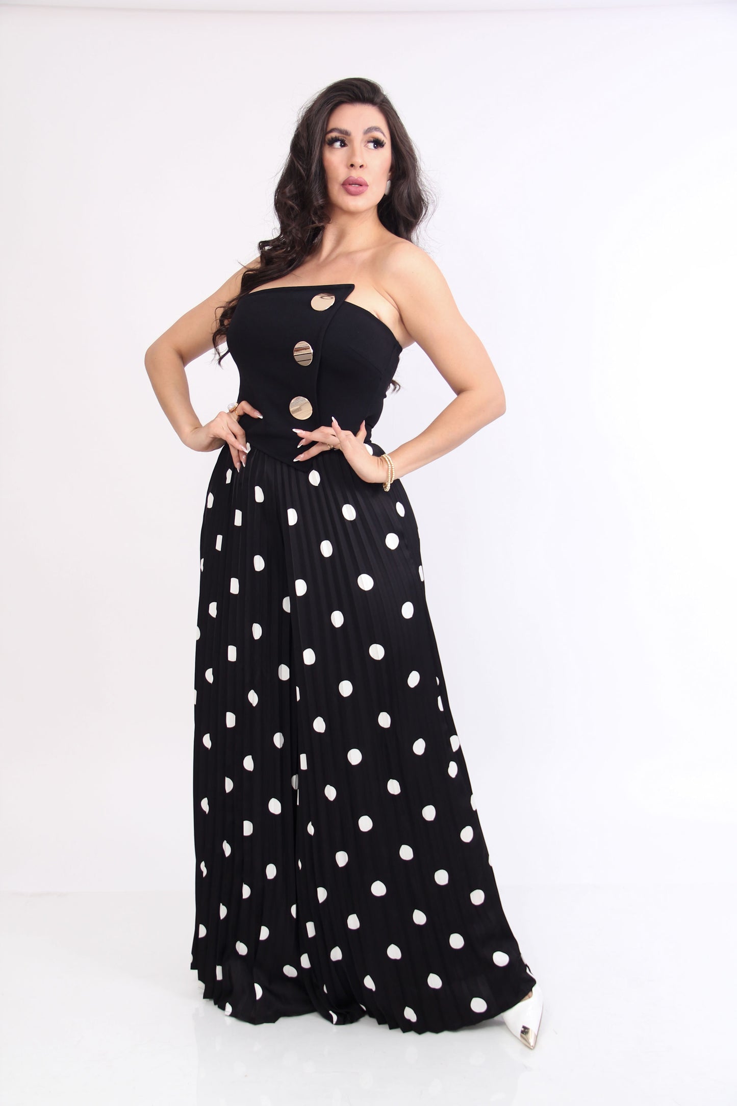 PALAZZO STRAPLE PANTALON PLISADO