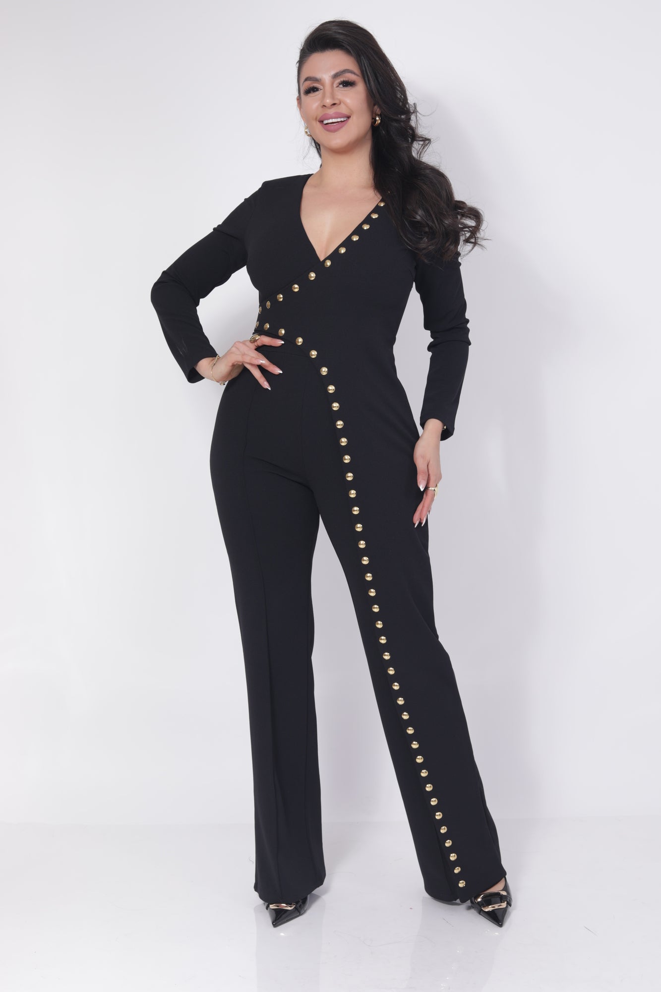 PALAZZO NEGRO PEPLUM PIERNA LINEA ESTOPEROLES