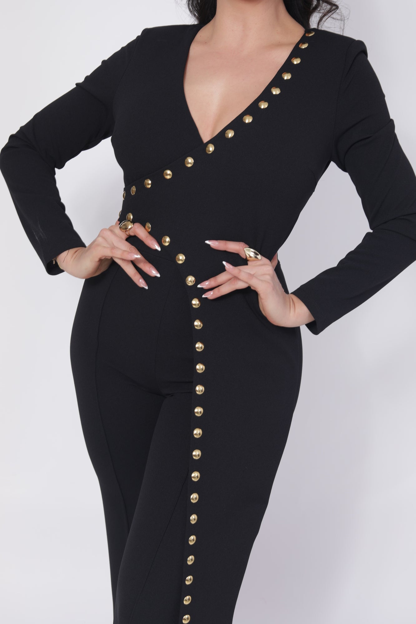 PALAZZO NEGRO PEPLUM PIERNA LINEA ESTOPEROLES