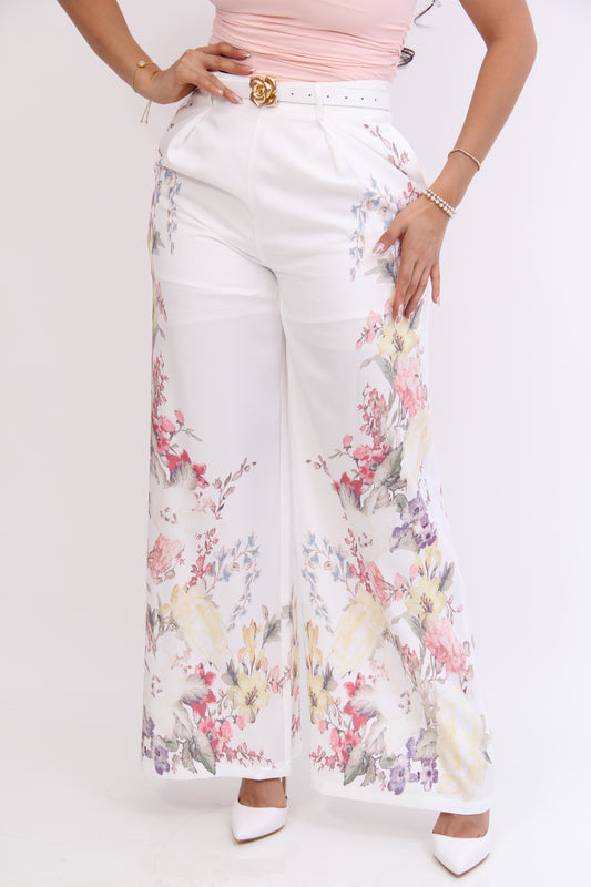 PANTALON FLOREADO CON CINTURON
