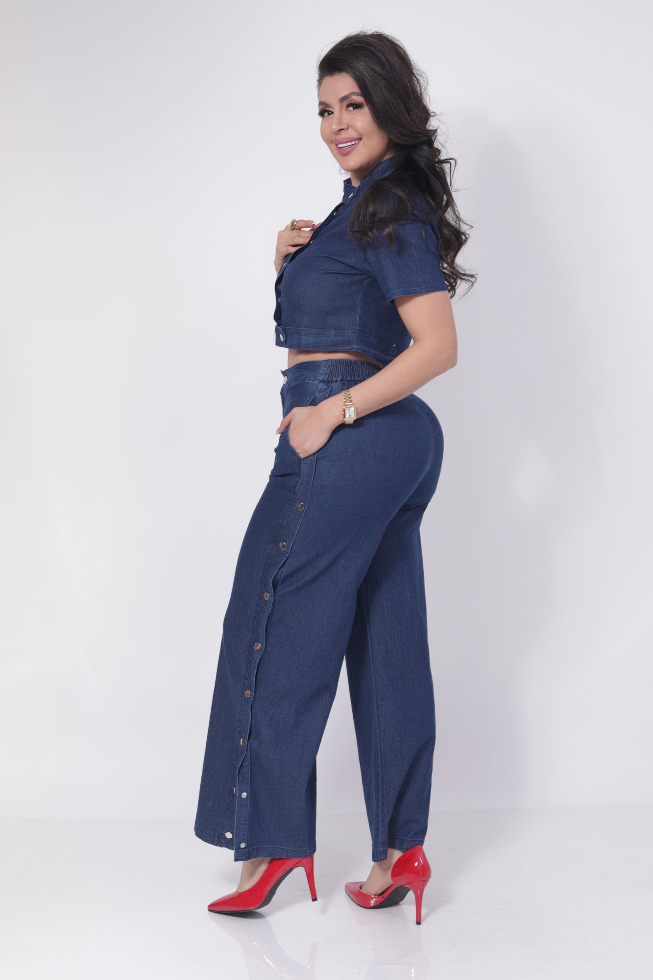 SET DE MEZCLILLA BOTONES LATERALES