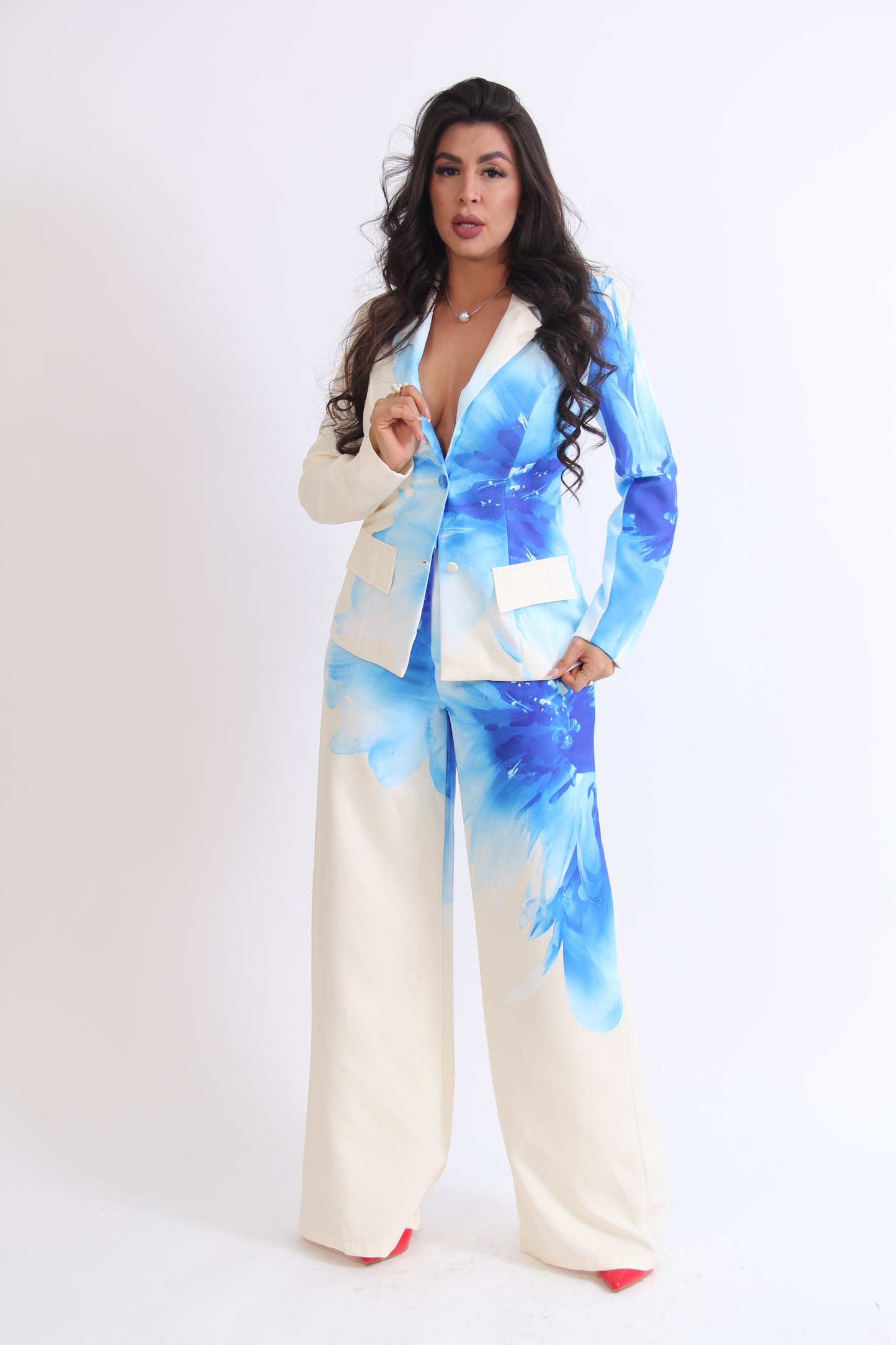 SET TRAJE DE SACO ESTAMPADO FLOR