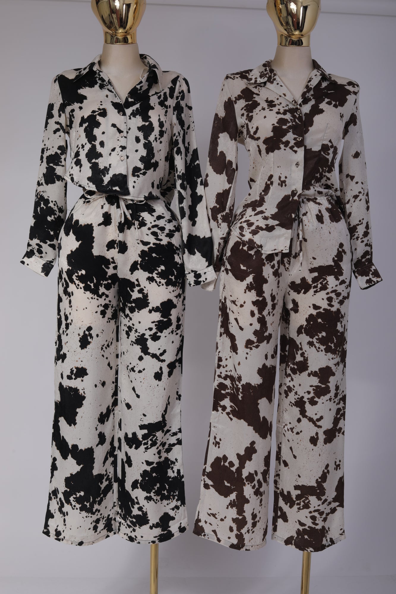 SET DE SATIN ESTAMPADO VACA NEGRO
