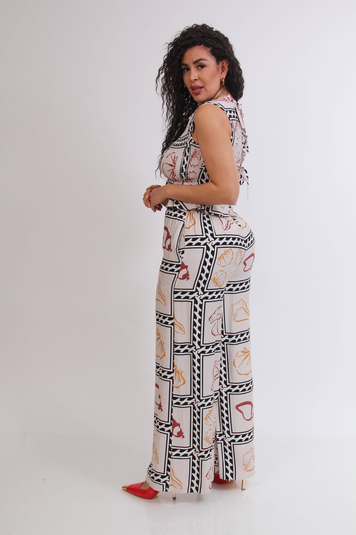 SET ESTAMPADO BLUSA RESORTE PEPLUM