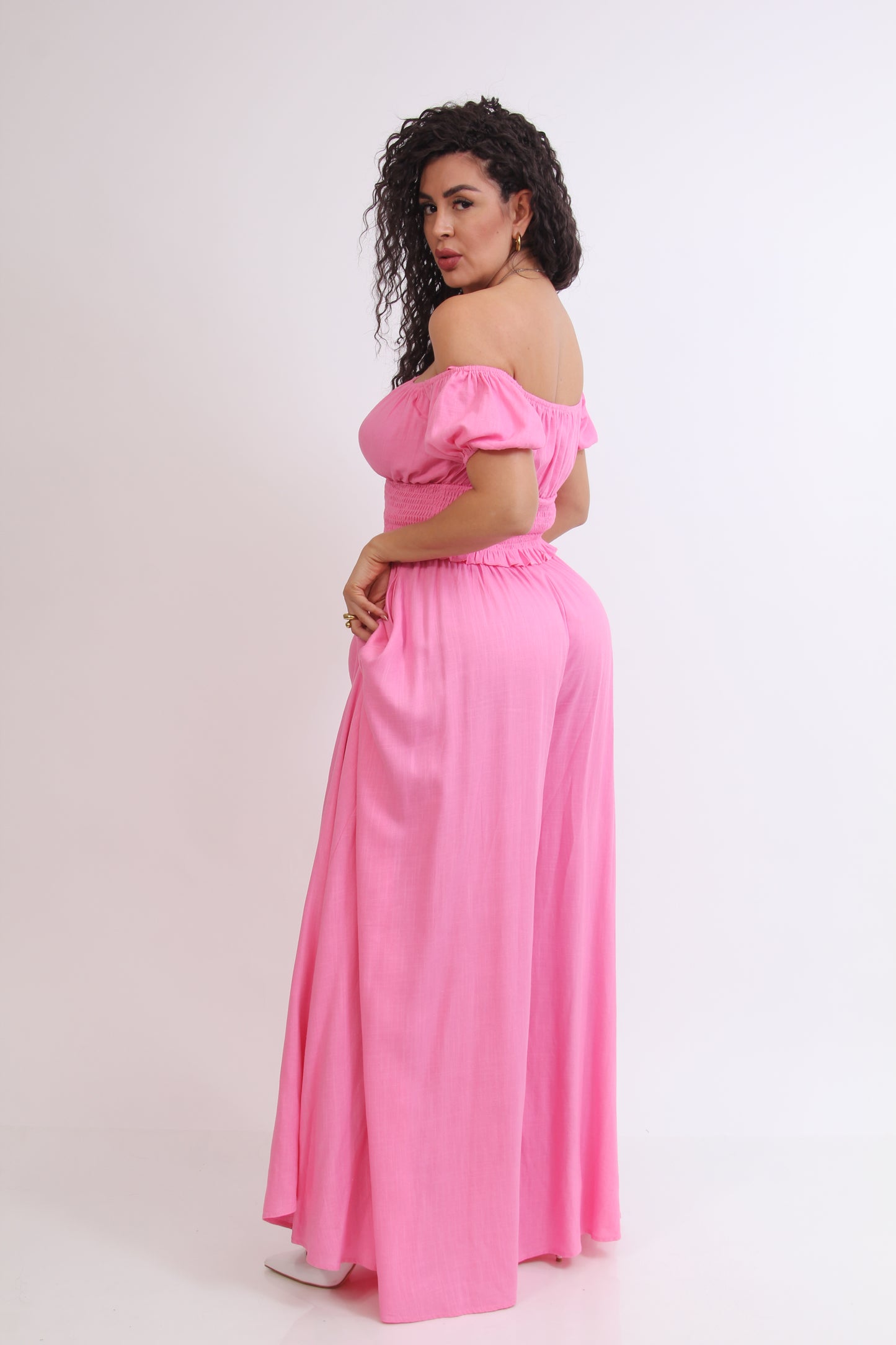 SET DE LINO BLUSA CON MANGUITA RESORTE Y PANTALON FLOJO