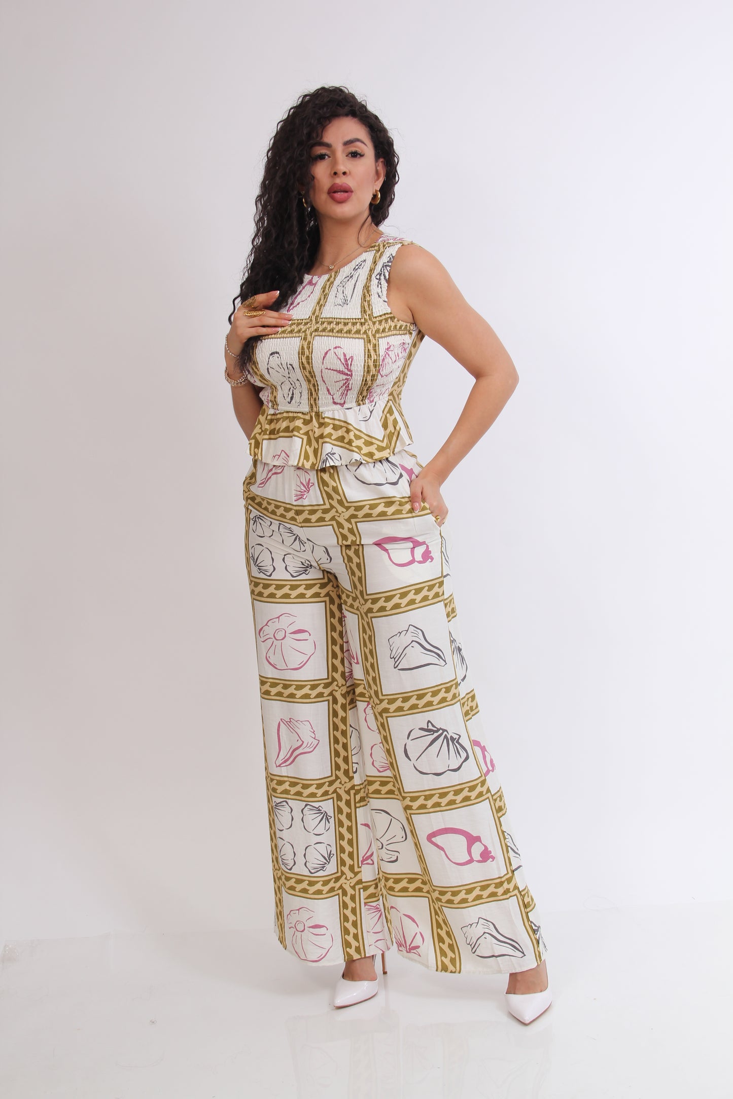 SET ESTAMPADO BLUSA RESORTE PEPLUM