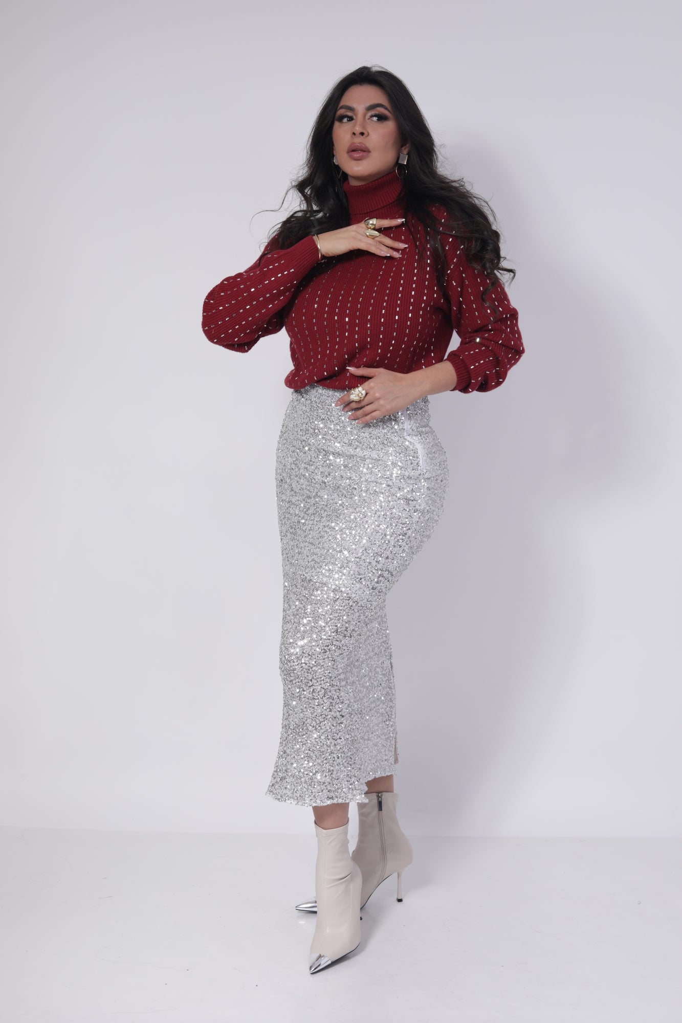 SUETER DE PUNTO CUELLO ALTO BRILOSO PERLITAS
