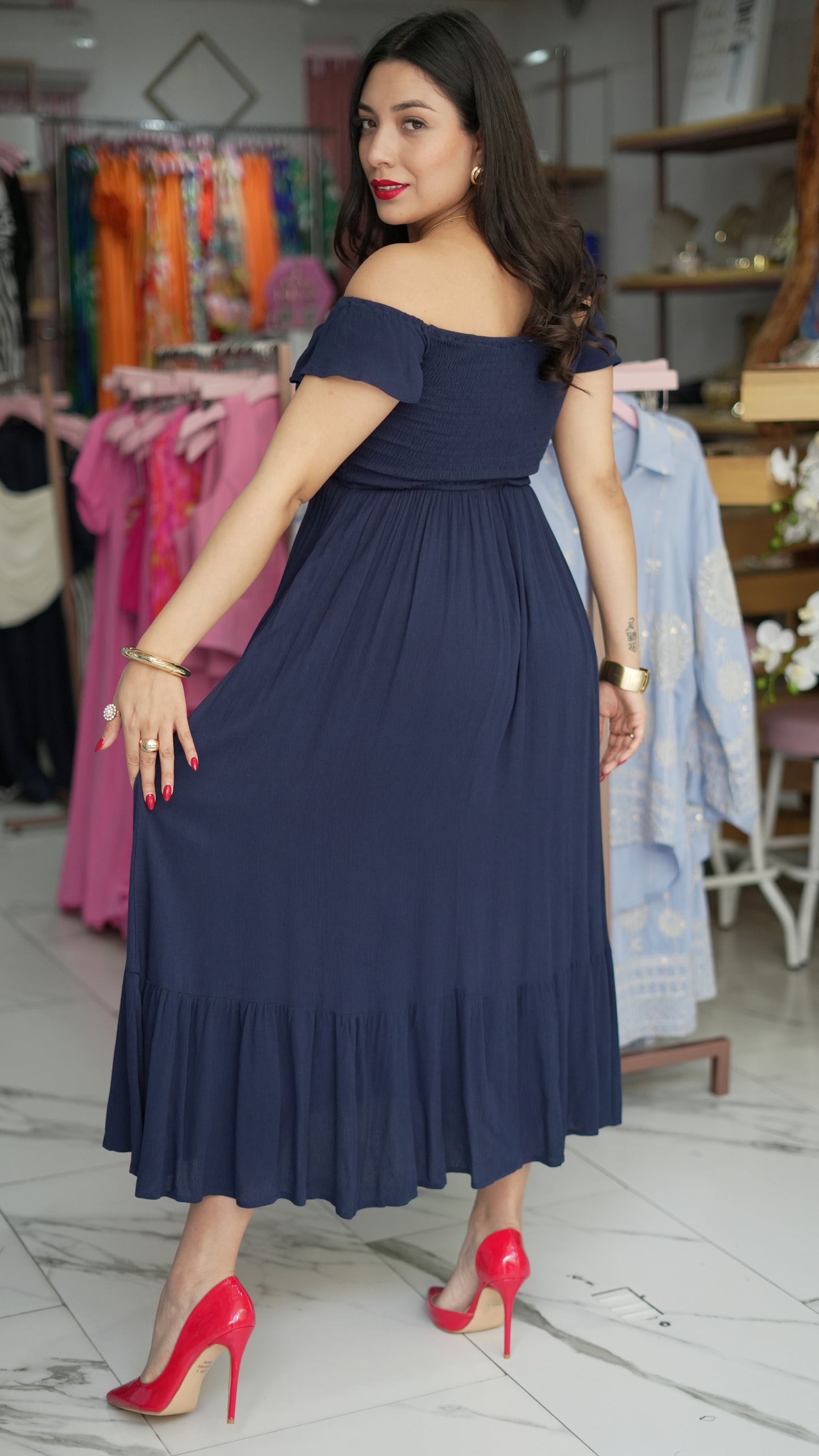 VESTIDO 3/4 CASUAL RESORTE PECHO