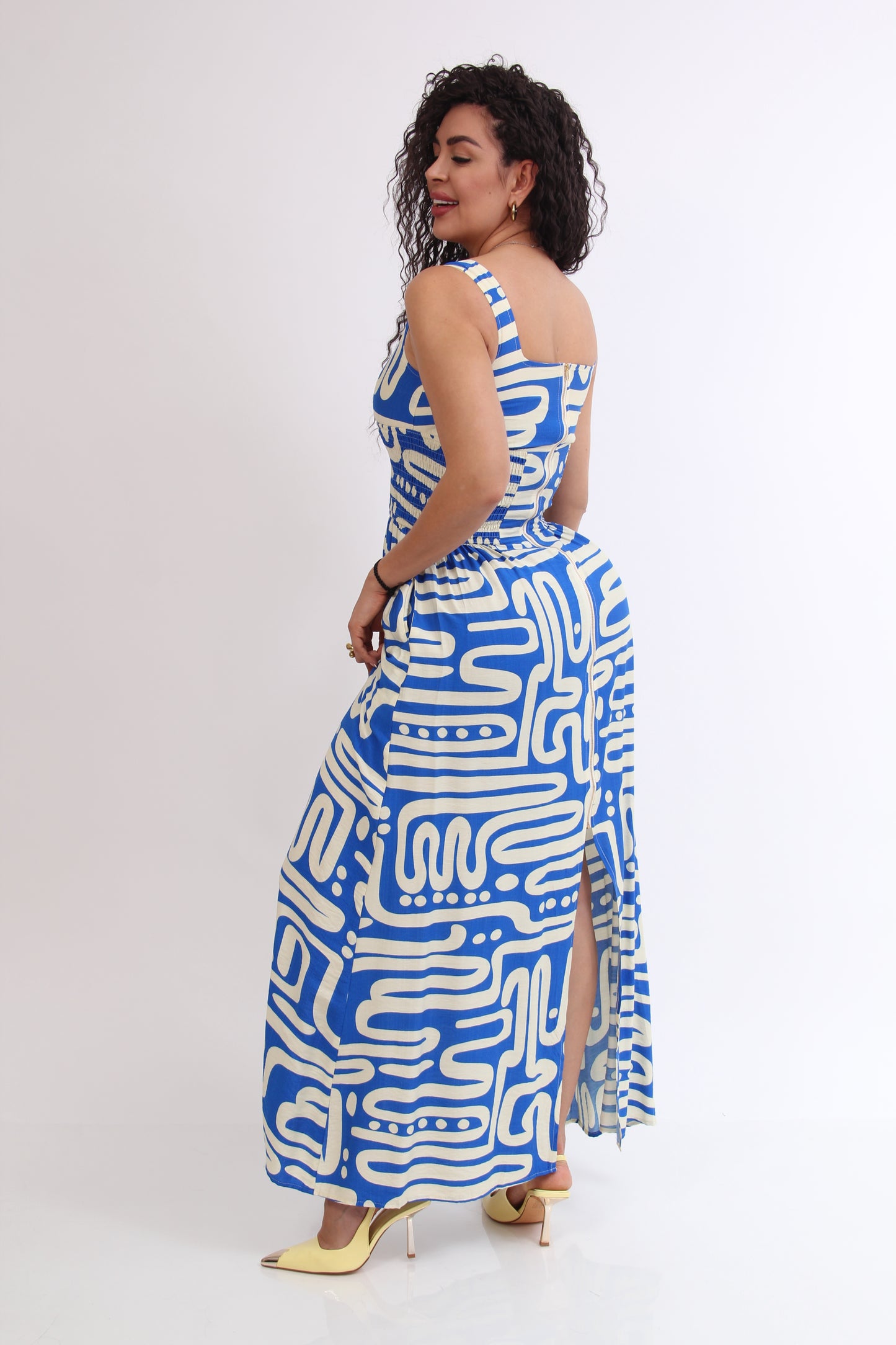 MAXIVESTIDO GRECAS CIERRE FRONTAL