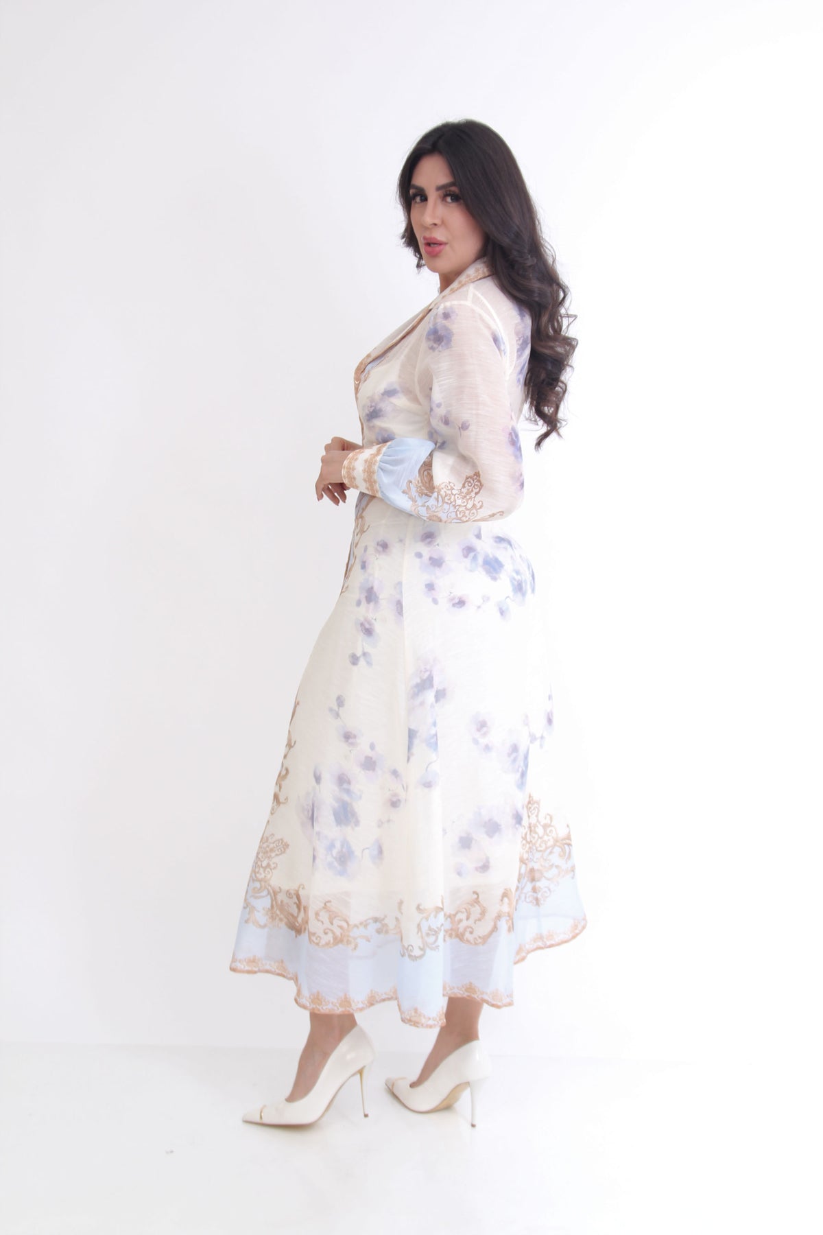 VESTIDO CORTE PRINCESA MANGA LARGA ESTAMPADO AZUL - VESTCAS-AZB-49257-720-2608, fotografía 2