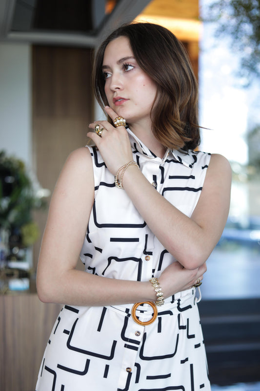 VESTIDO ESTAMPADO LARGO CON CINTURON SIN MANGAS