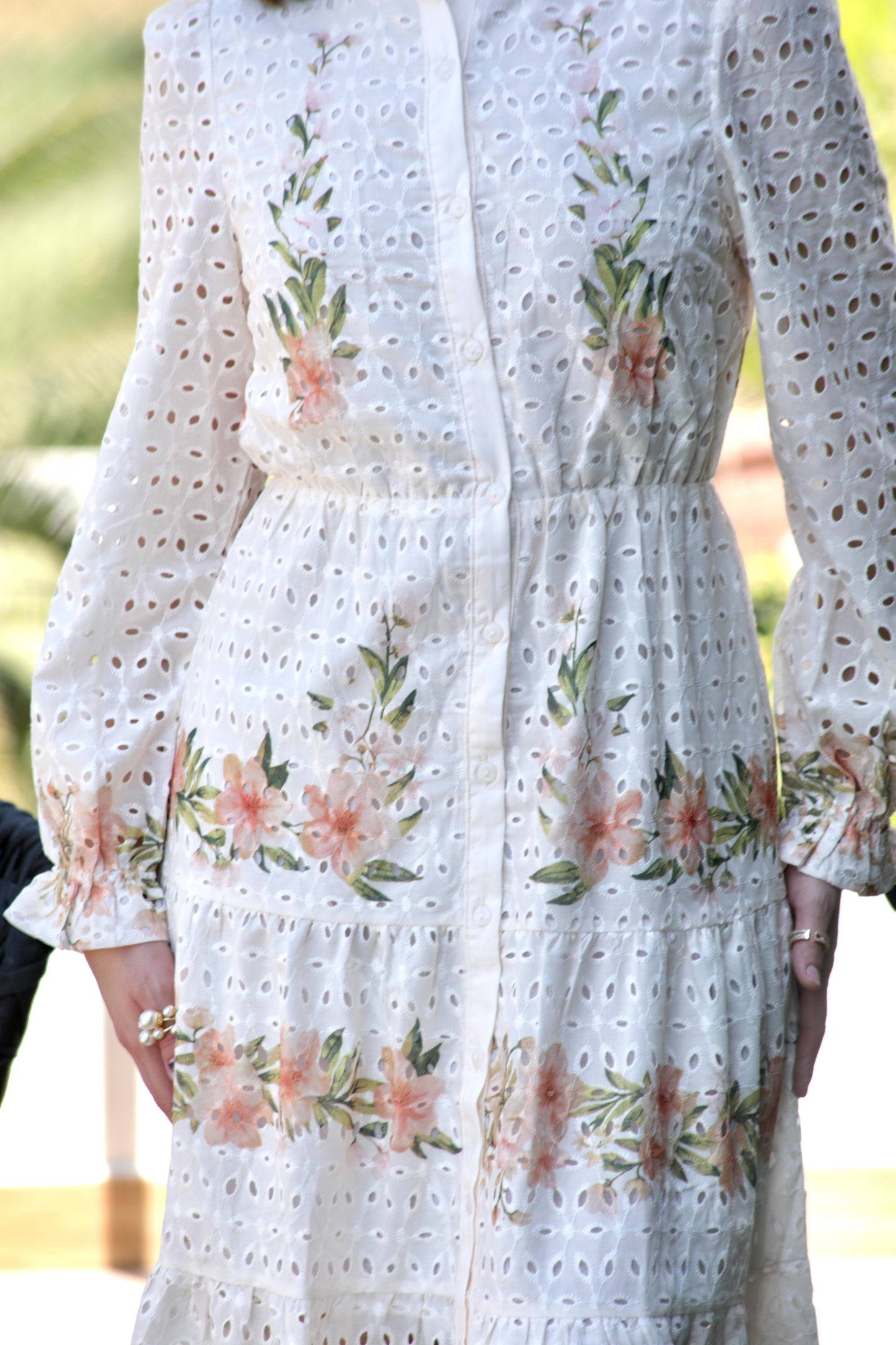 VESTIDO LARGO BOTONERO MANGA LARGA FLORAL