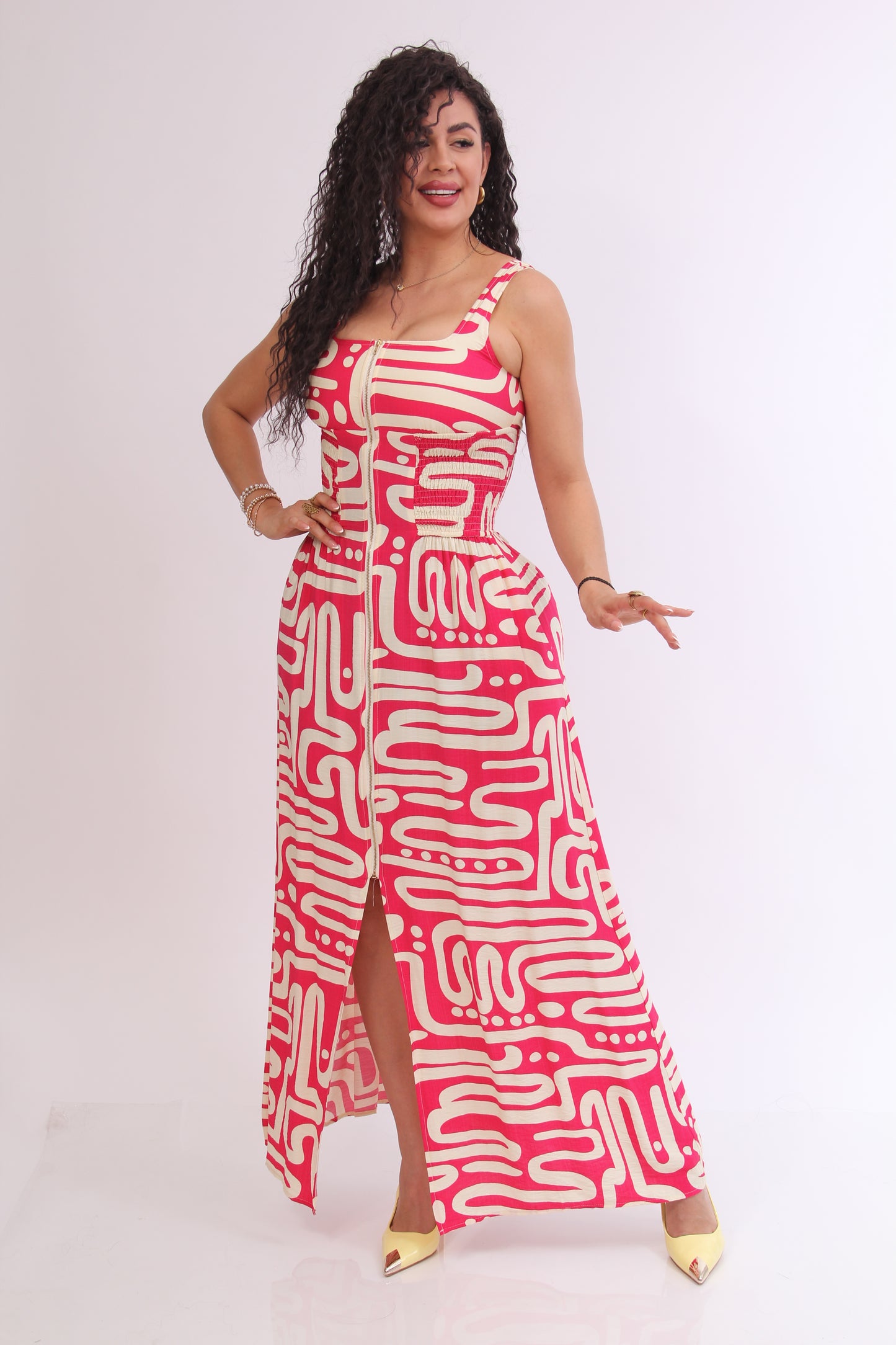 MAXIVESTIDO GRECAS CIERRE FRONTAL