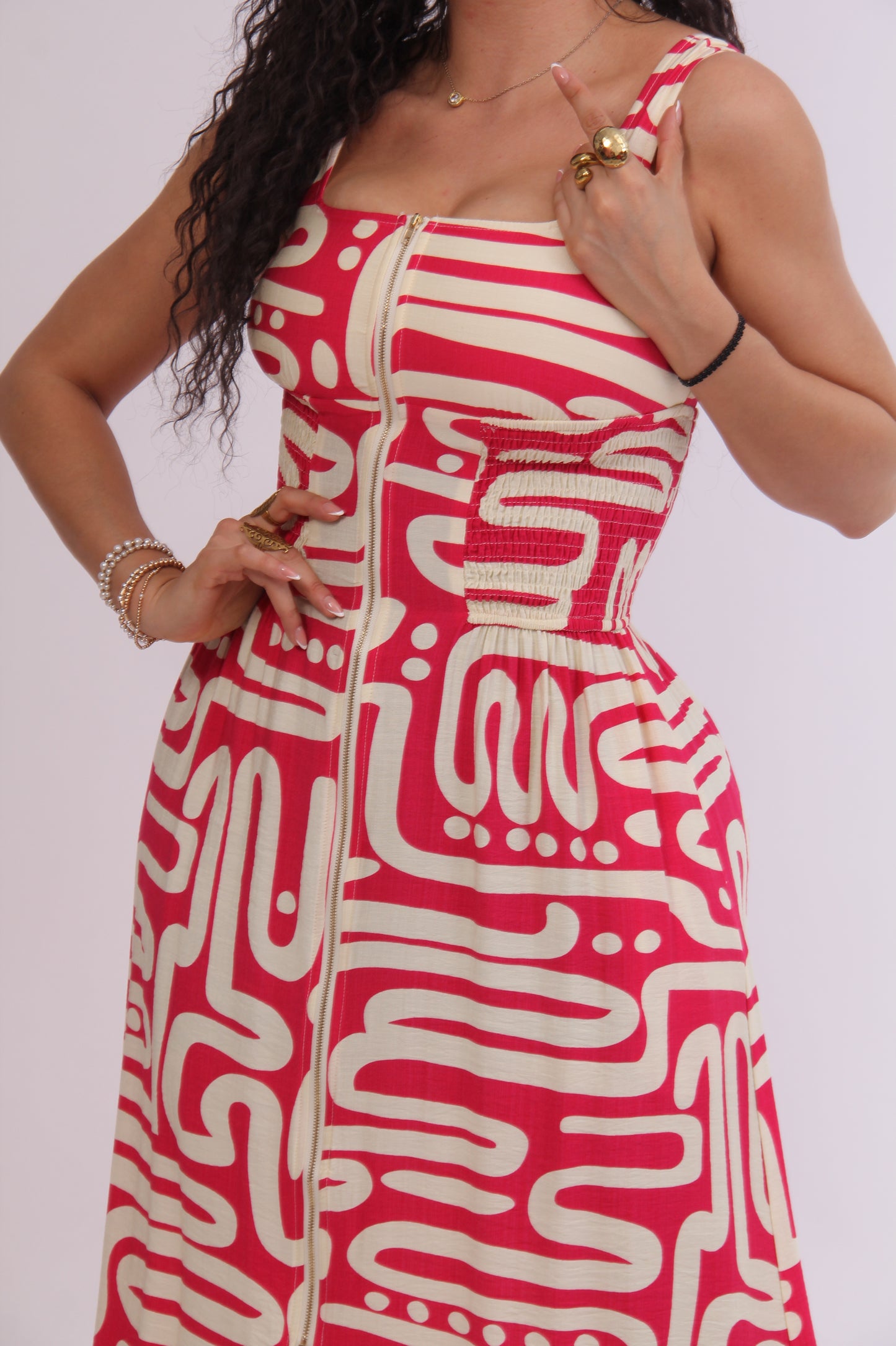 MAXIVESTIDO GRECAS CIERRE FRONTAL