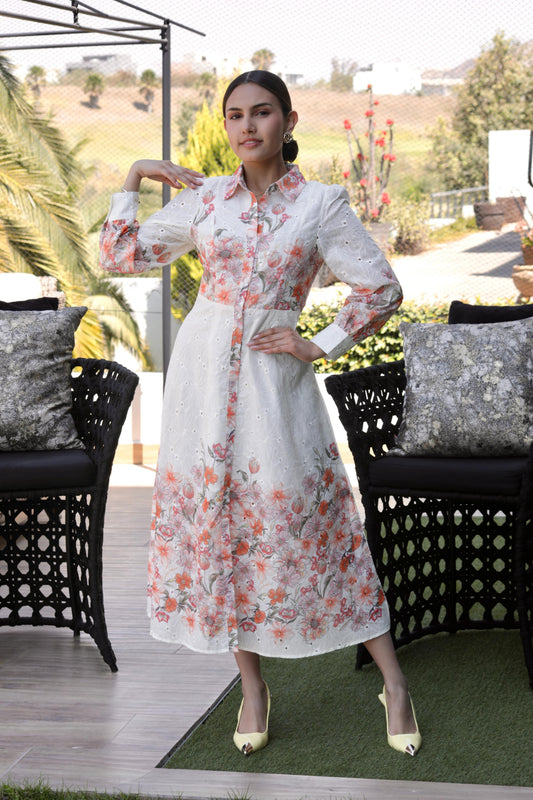 VESTIDO AMPON MANGA LARGA FLOREADO