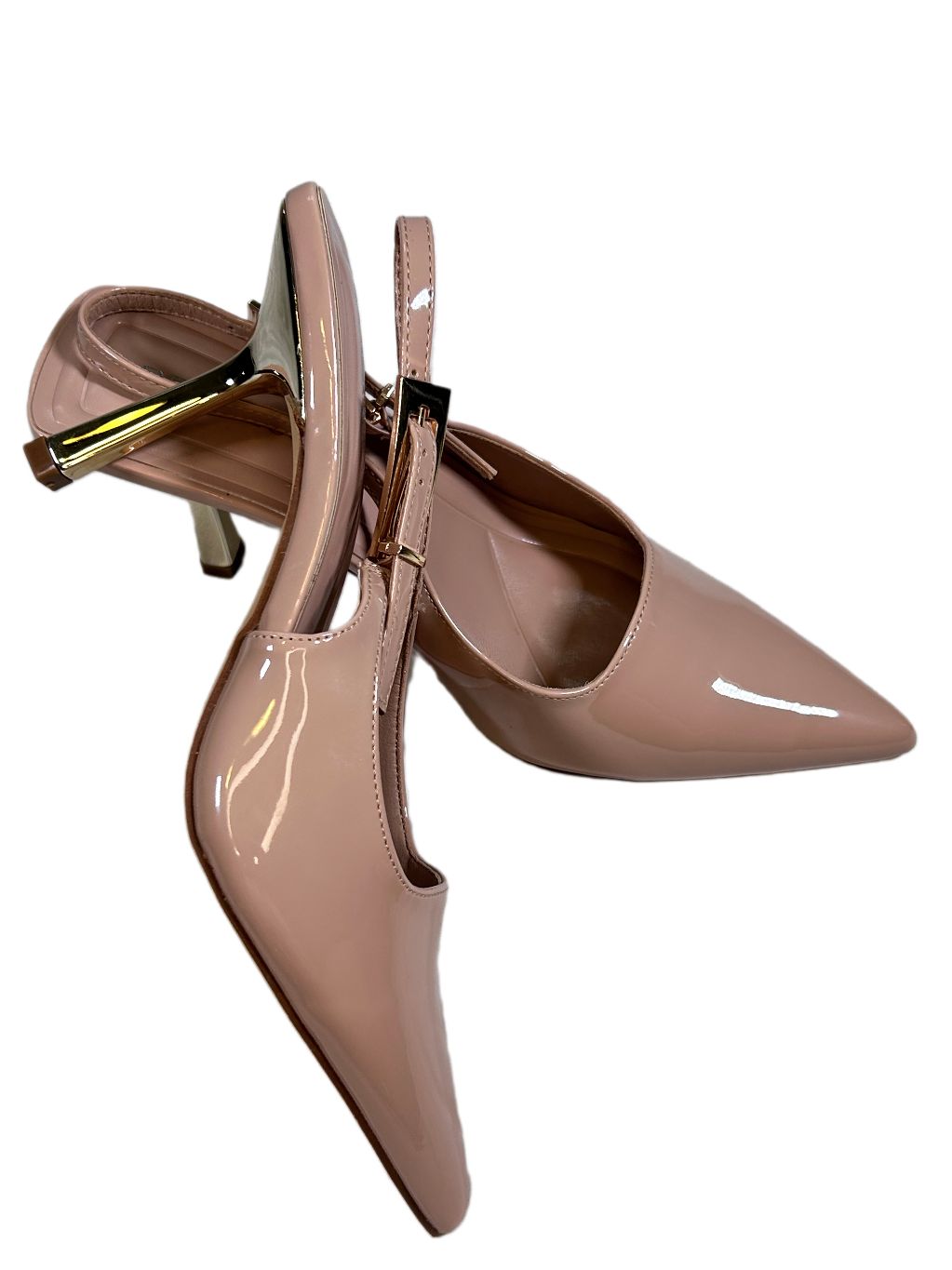 ZAPATILLA NUDE TACON DORADO