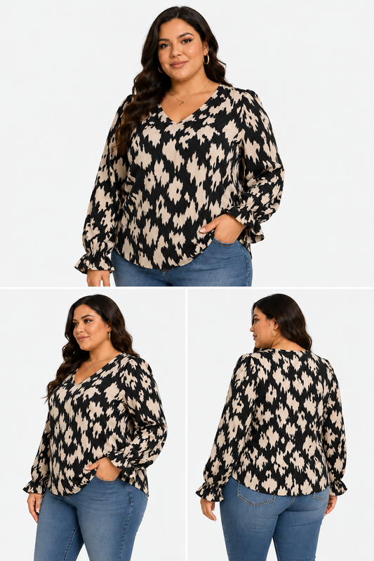 BLUSA ANIMAL PRINT MANGA LARGA