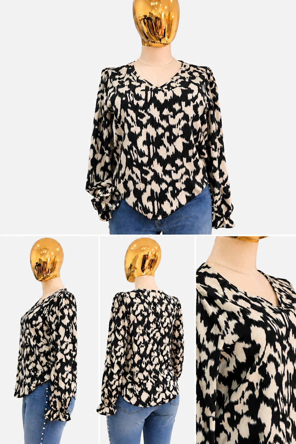 BLUSA ANIMAL PRINT MANGA LARGA
